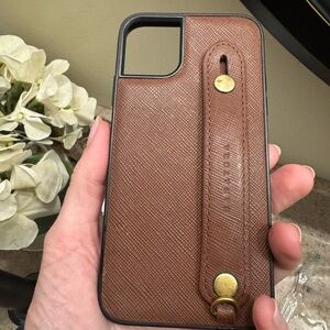 Textured “epsom” leather iPhone 11 phone case by Hanatora Japan